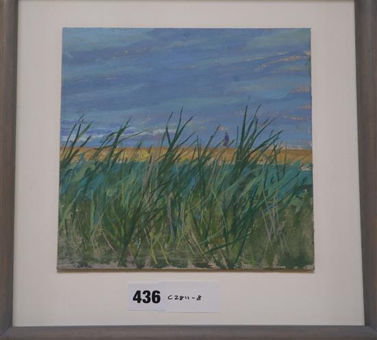 Jason Richard Bowyer (1957-) oil on board, Whispering Reeds No.1, initialled, label verso, 20 x 20cm